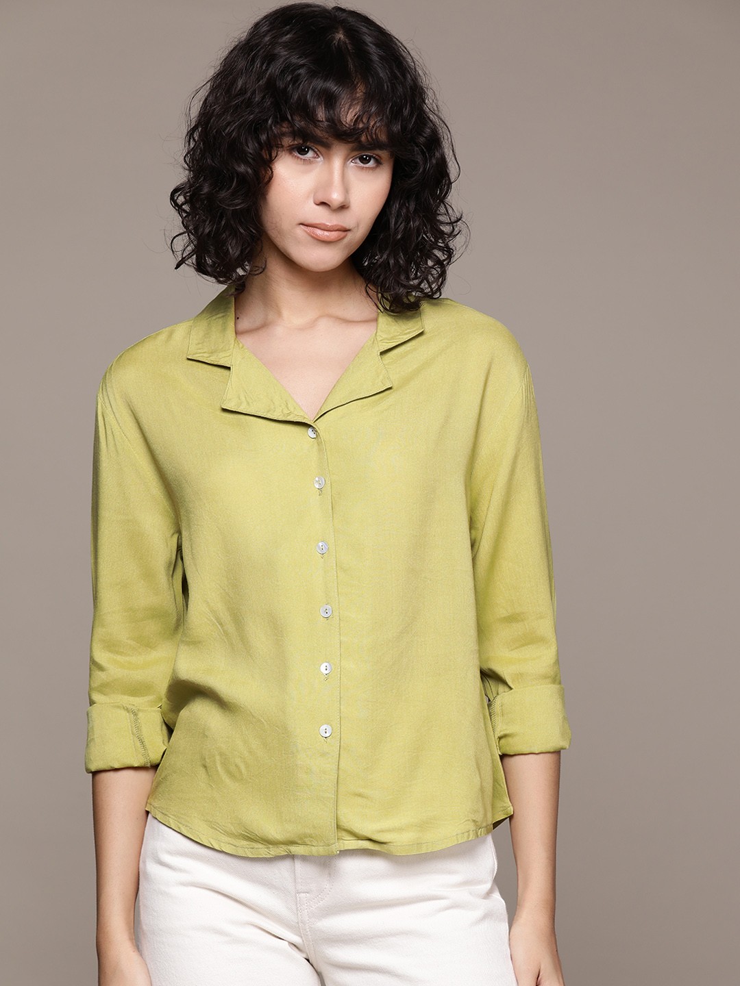 

Roadster The Life Co. Notched Lapel Collar Shirt, Green