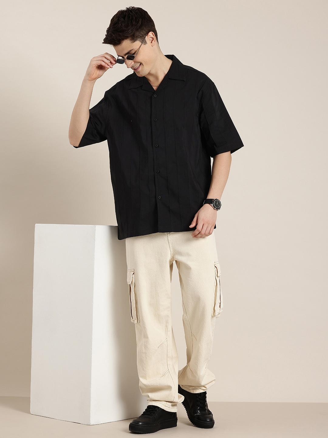 

HERE&NOW Opaque Casual Shirt, Black