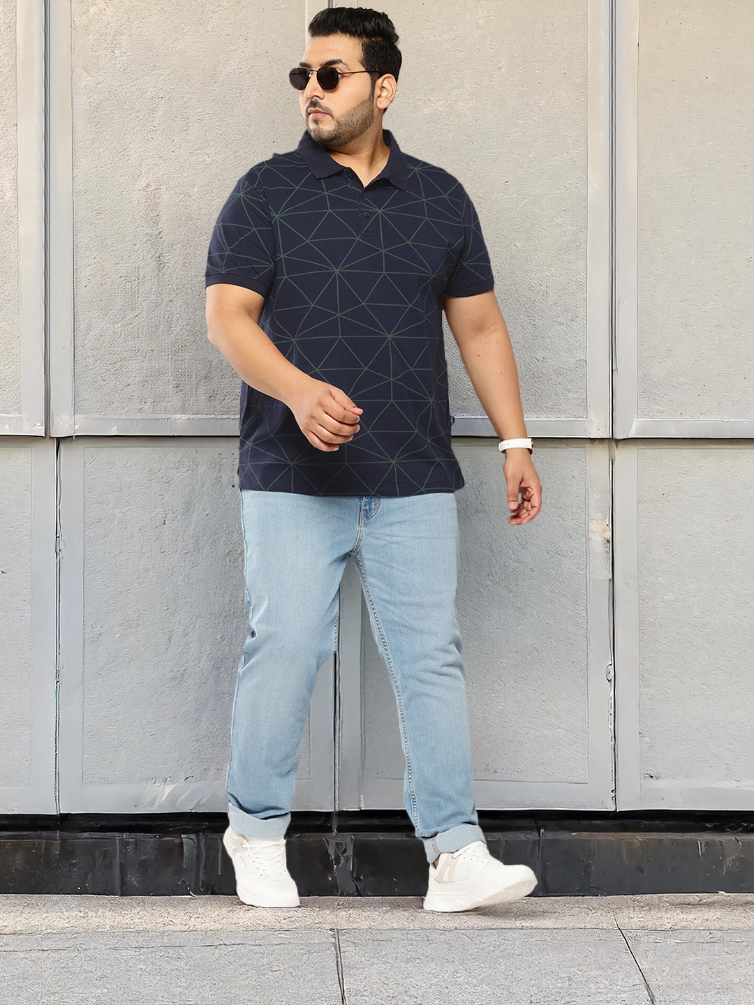 

Sztori Plus Size Pure Cotton T-shirt, Navy blue