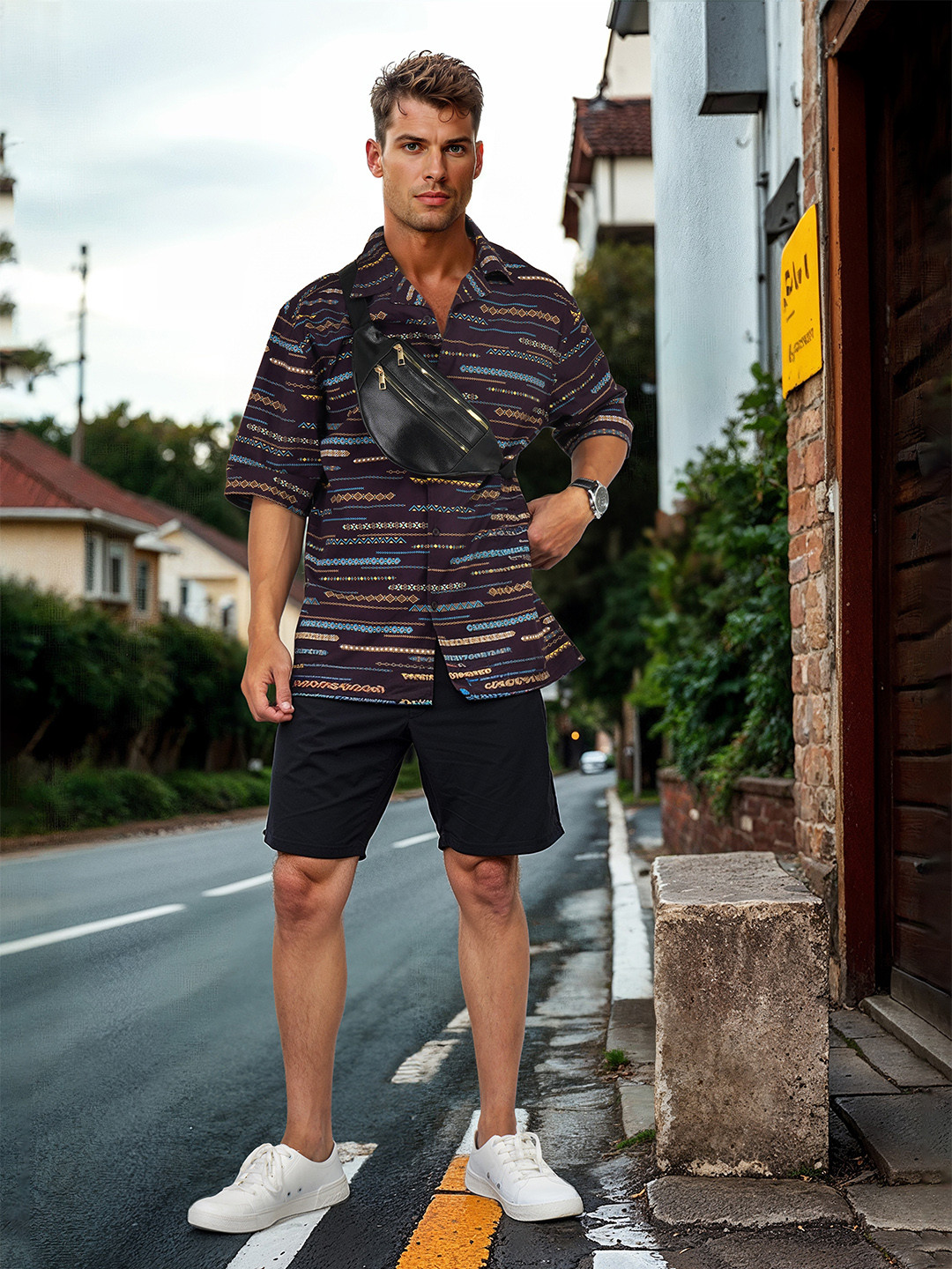 

HERE&NOW Pure Cotton Printed Casual Shirt, Burgundy