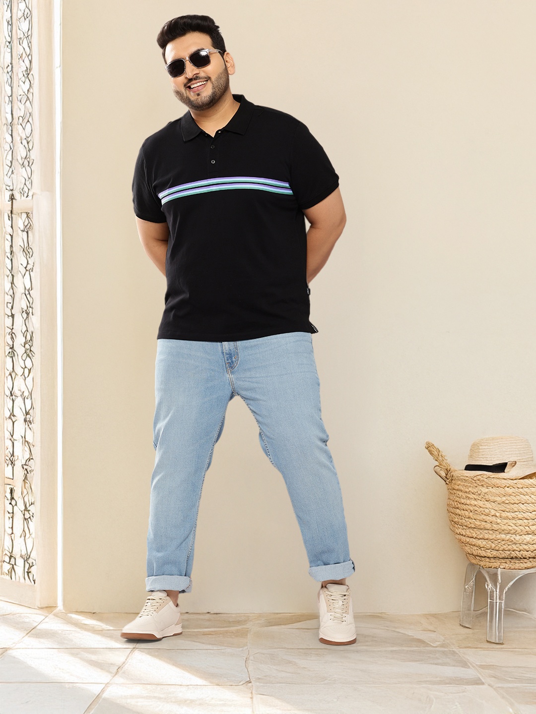 

Sztori Plus-Size Polo Collar Pure Cotton T-shirt, Black