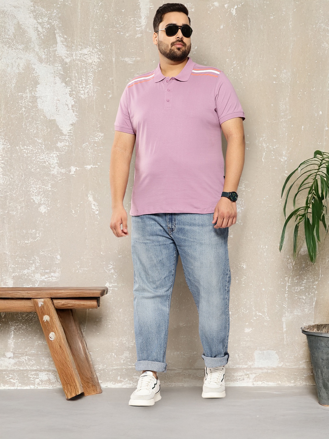 

Sztori Plus-Size Polo Collar T-shirt, Lavender