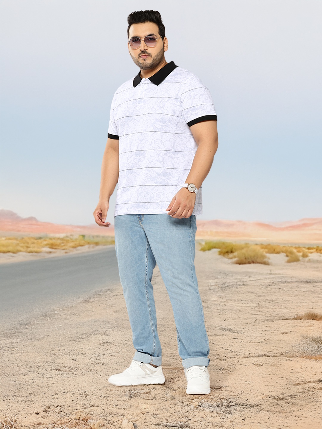 

Sztori Plus Size Polo Collar Pure Cotton T-shirt, White
