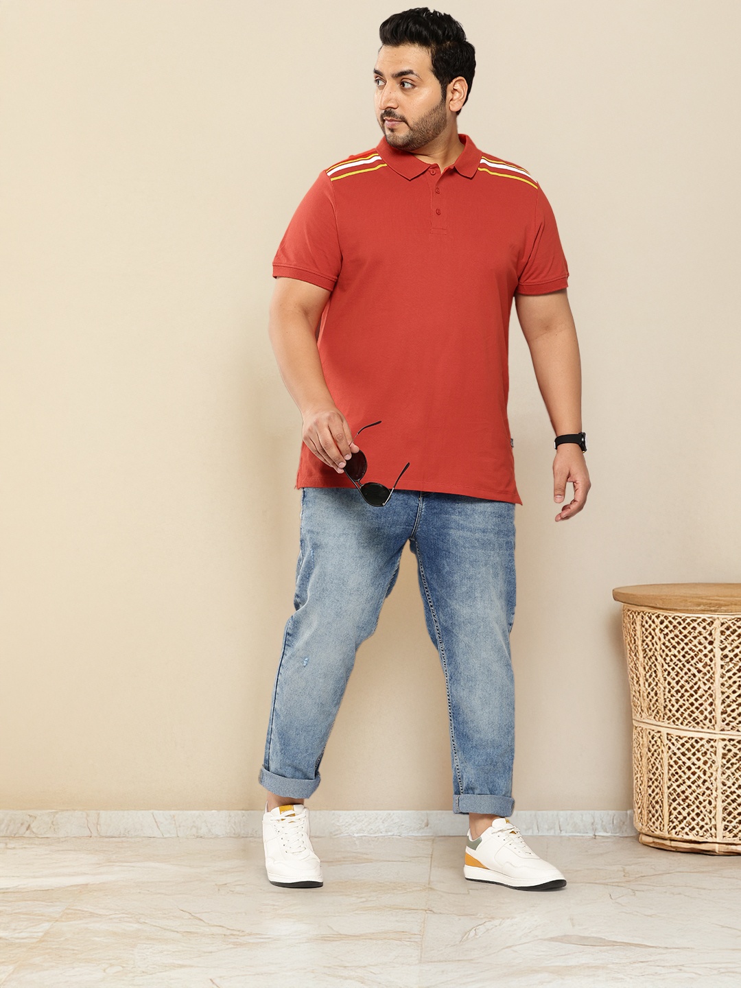 

Sztori Plus-Size Polo Collar Pure Cotton T-shirt, Orange