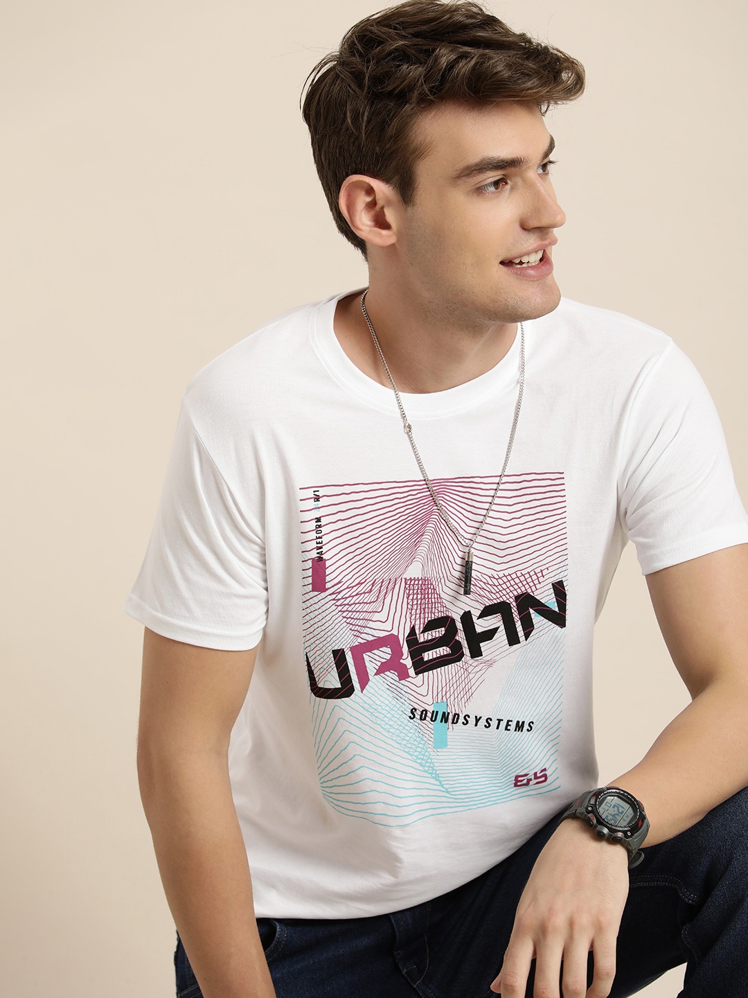 

HERE&NOW Pure Cotton Graphic Printed T-shirt, White
