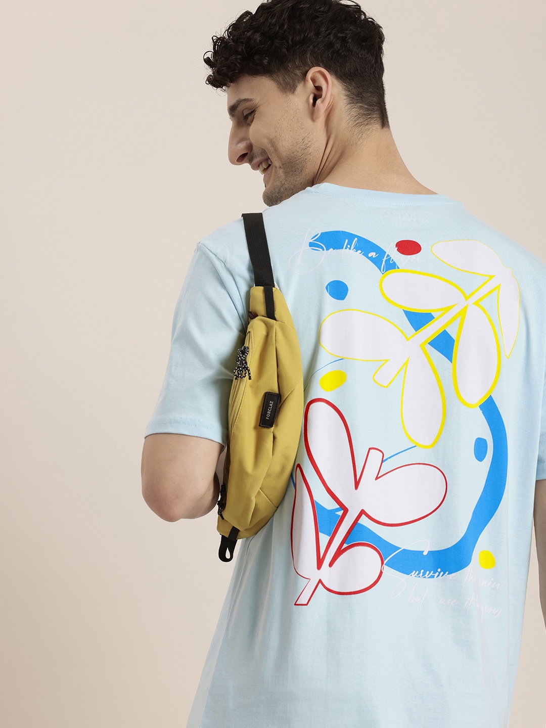 

HERE&NOW Printed Pure Cotton T-shirt, Blue