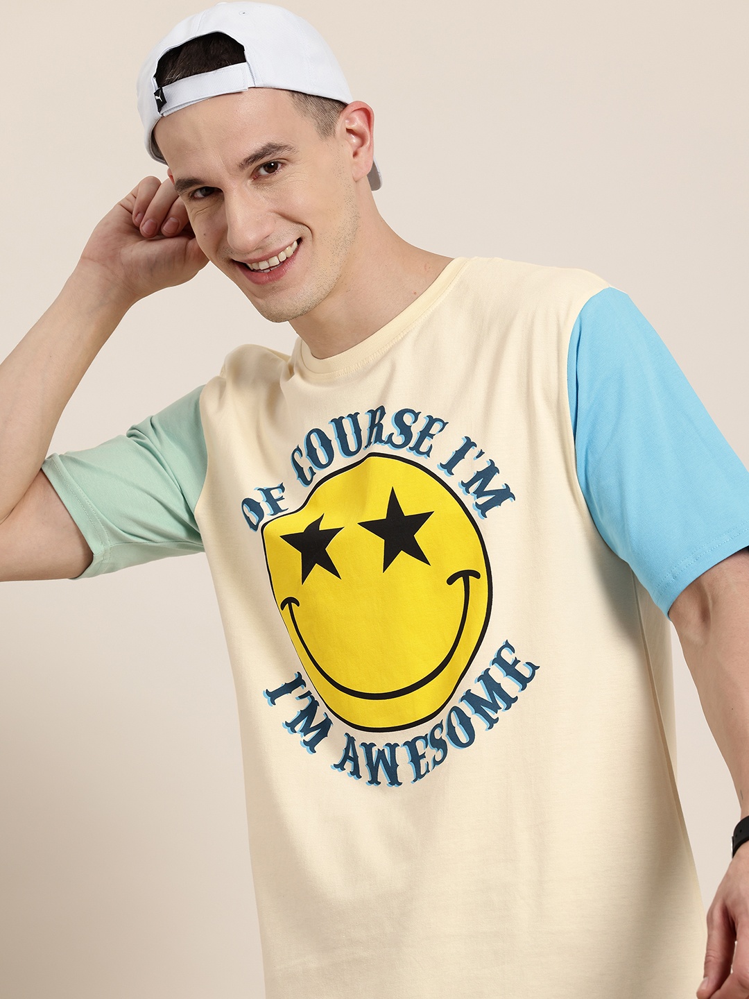 

HERE&NOW Printed Pure Cotton T-shirt, Off white