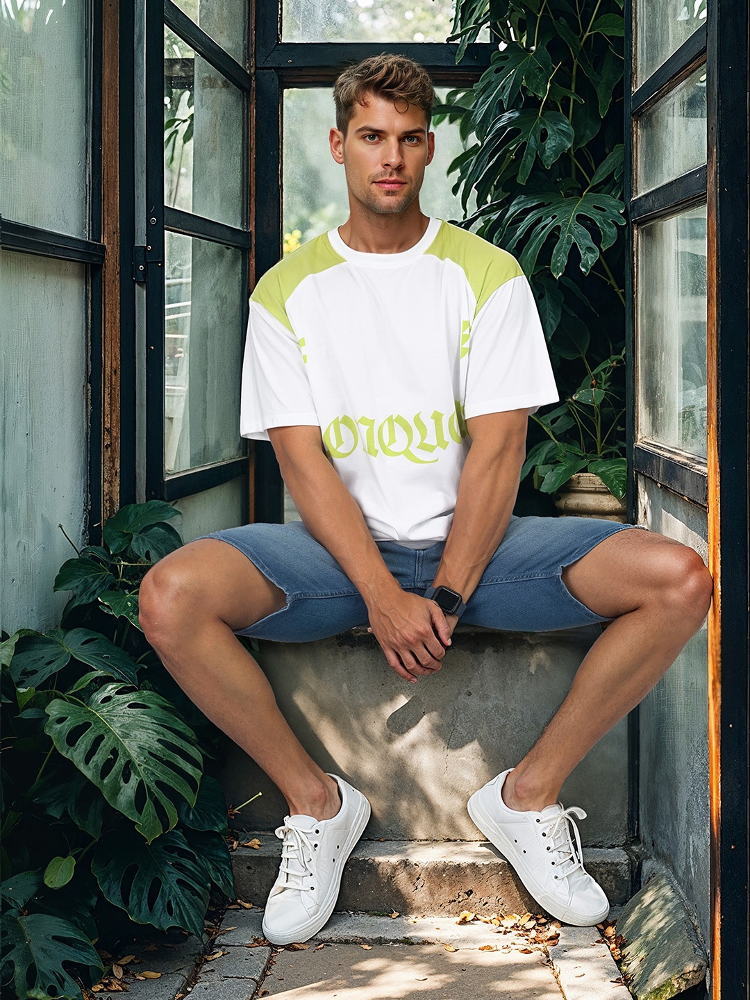 

HERE&NOW Printed Pure Cotton T-shirt, White