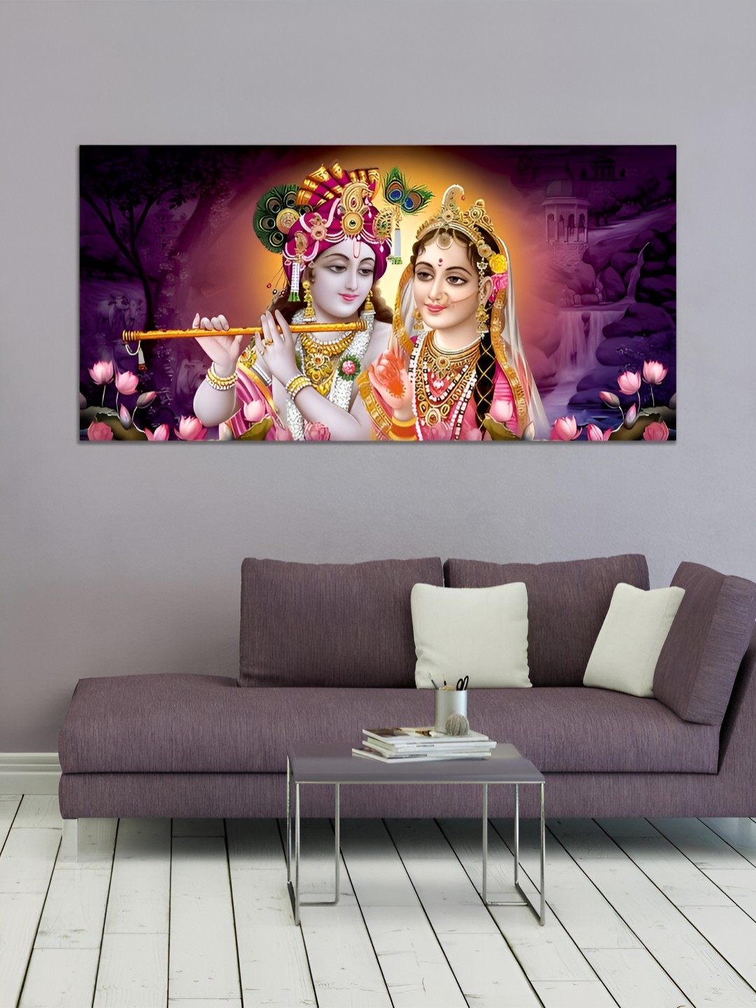 

MITHILA Handicrafts Pink & Gold Toned Religious Canvas Painting Wall Art