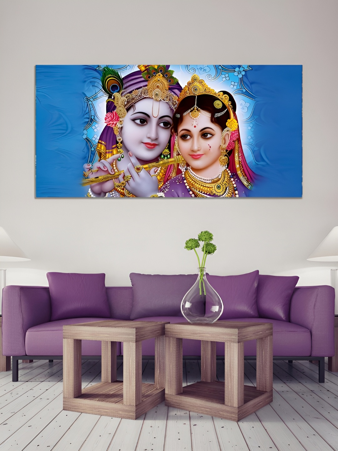 

MITHILA Handicrafts Gold-Toned & Blue Canvas Wall Painting