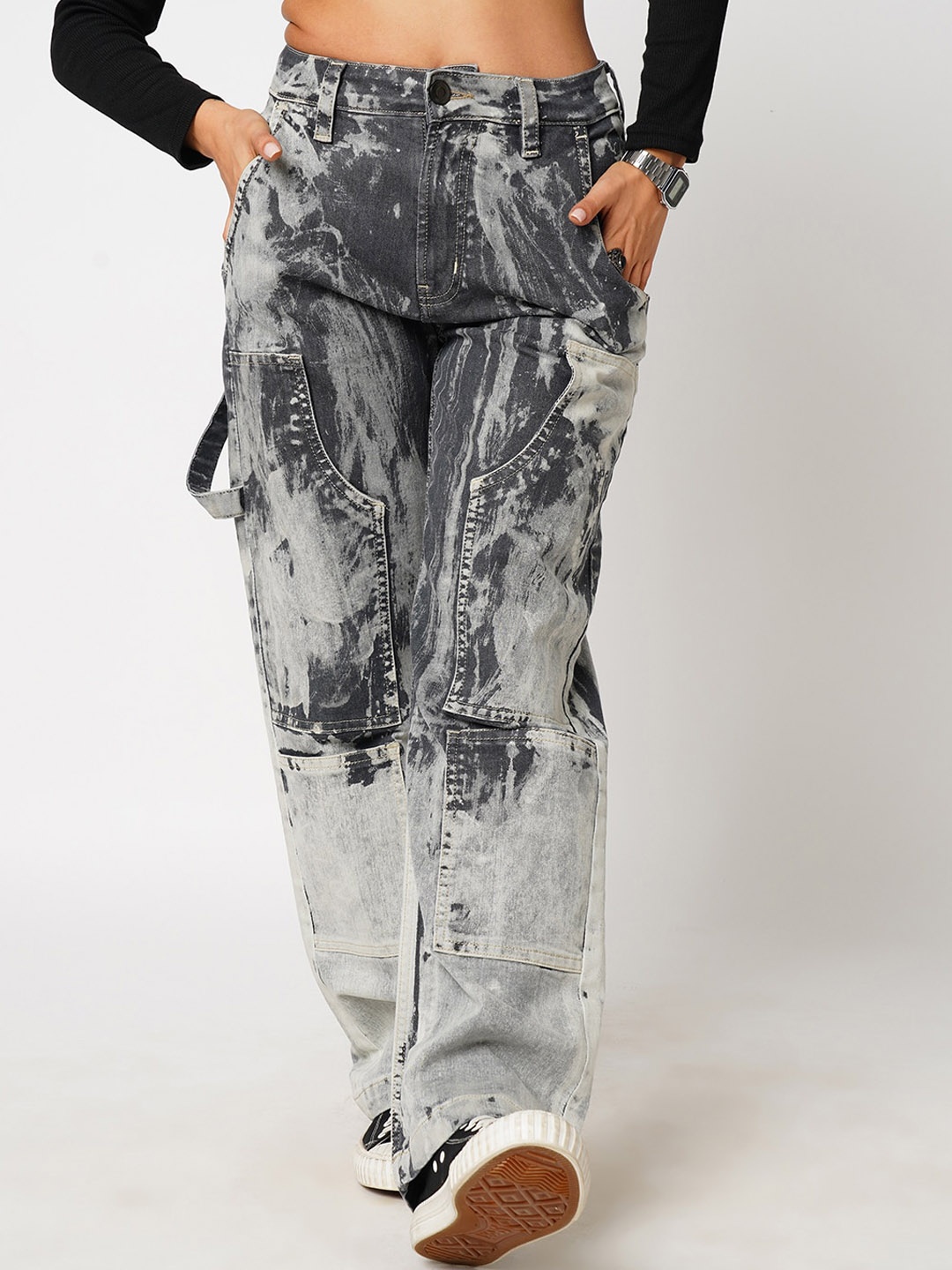 

BFIVE Women Urban Relaxed Fit Mildly Distressed Heavy Fade Pure Cotton Jeans, Grey
