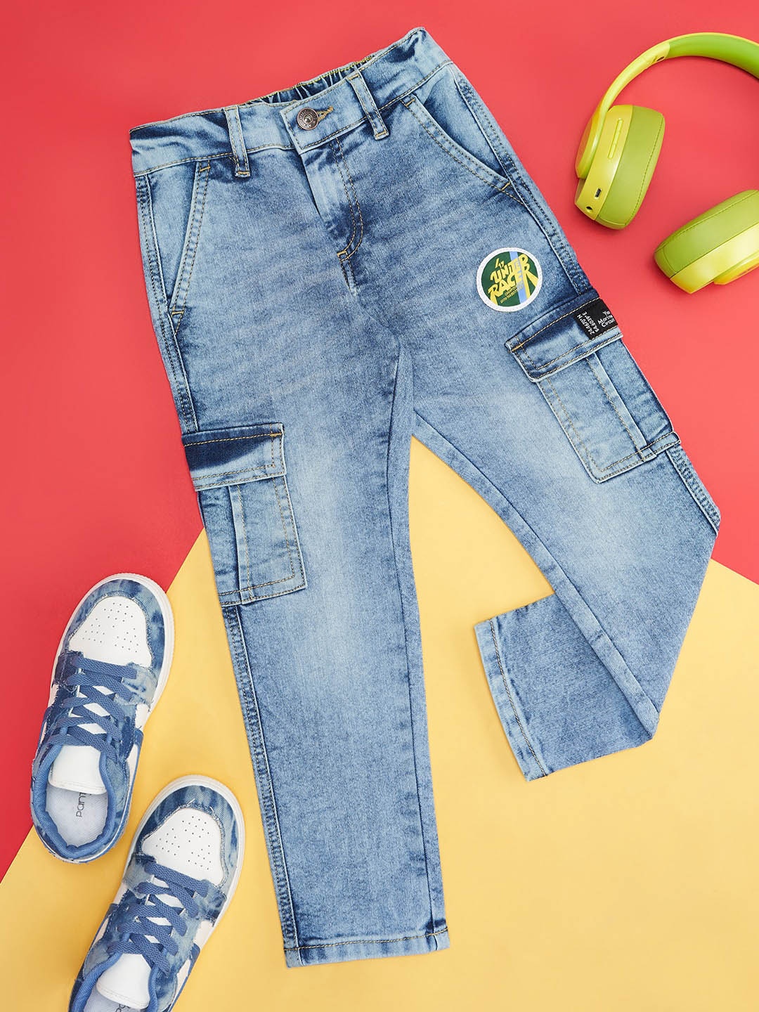 

Pantaloons Junior Boys Mid Rise Heavy Fade Jeans, Blue