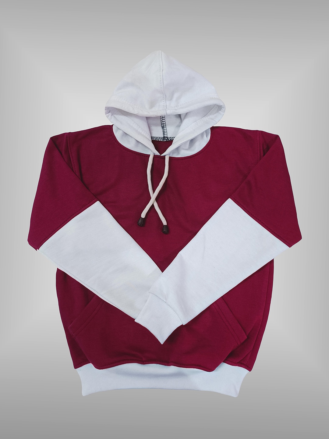 

BAESD Kids Colourblocked Hooded Fleece Sweatshirt, Maroon