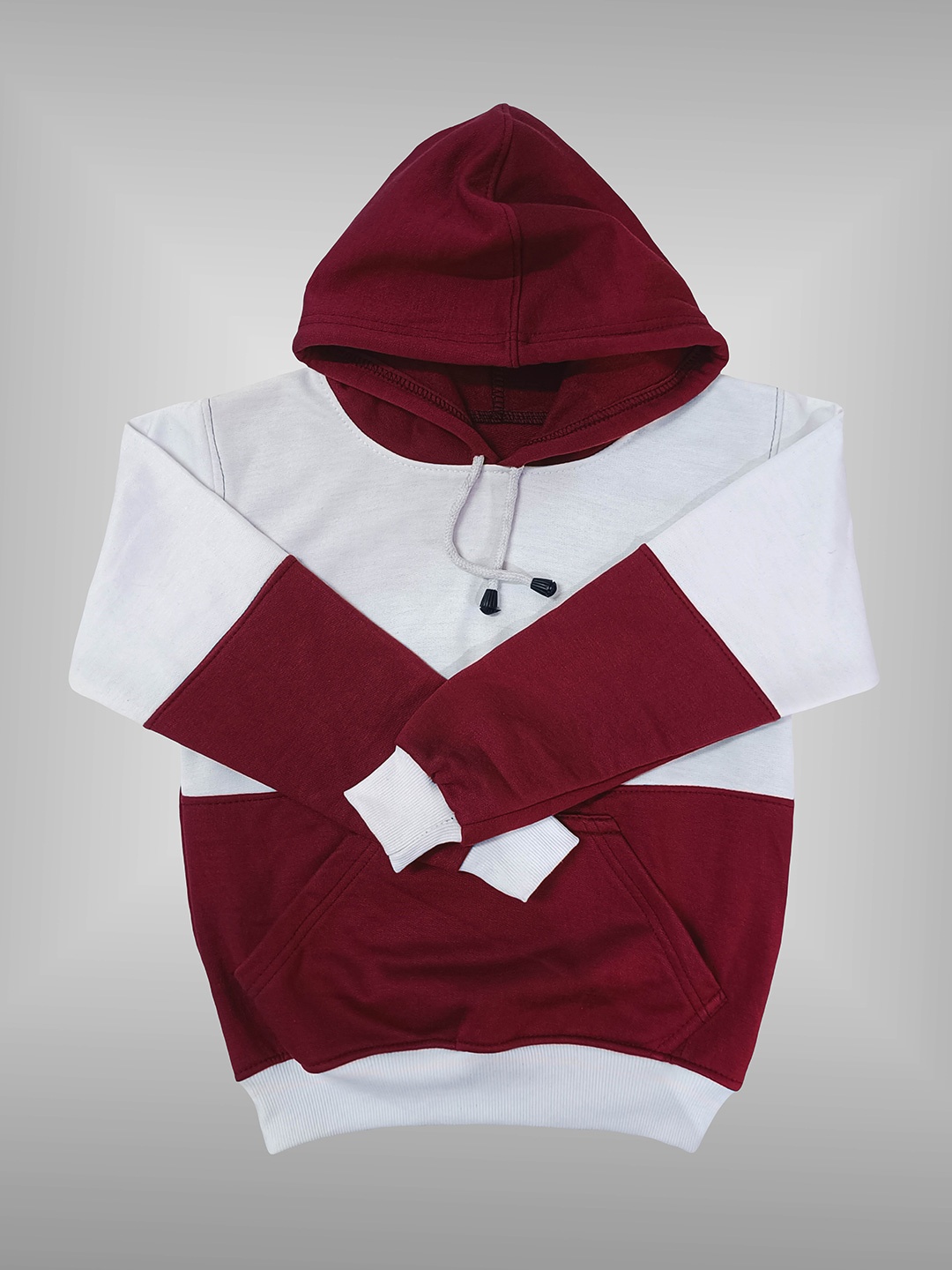 

BAESD Kids Colourblocked Hooded Fleece Sweatshirt, Maroon