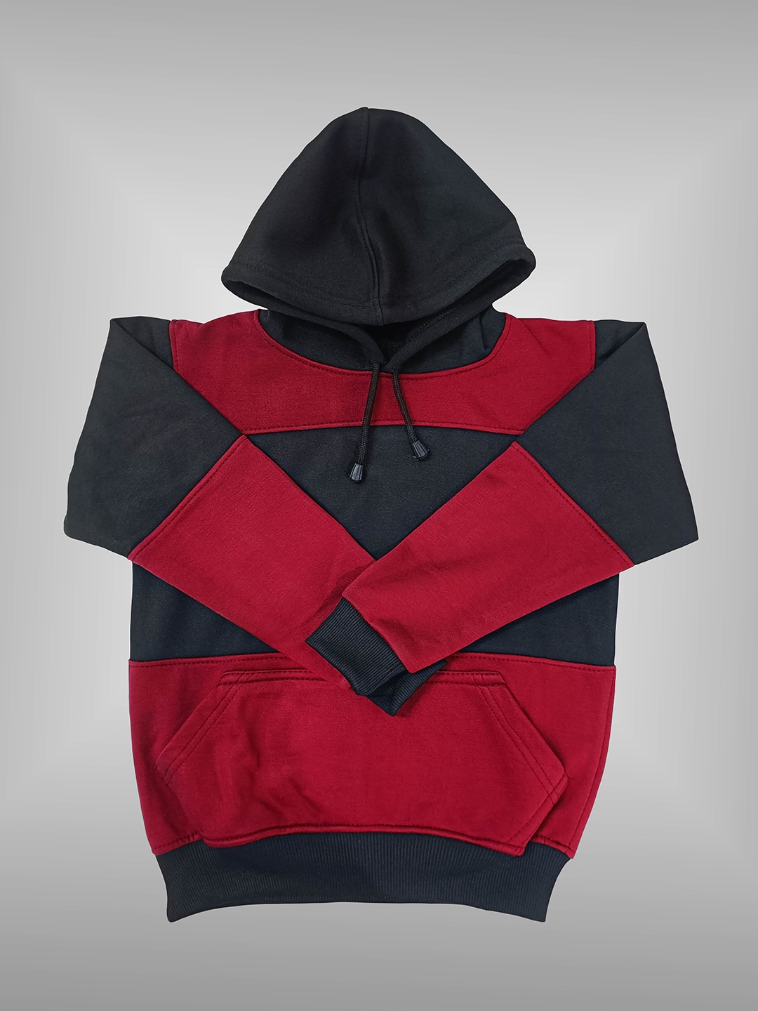 

BAESD Kids Colourblocked Hooded Fleece Sweatshirt, Maroon