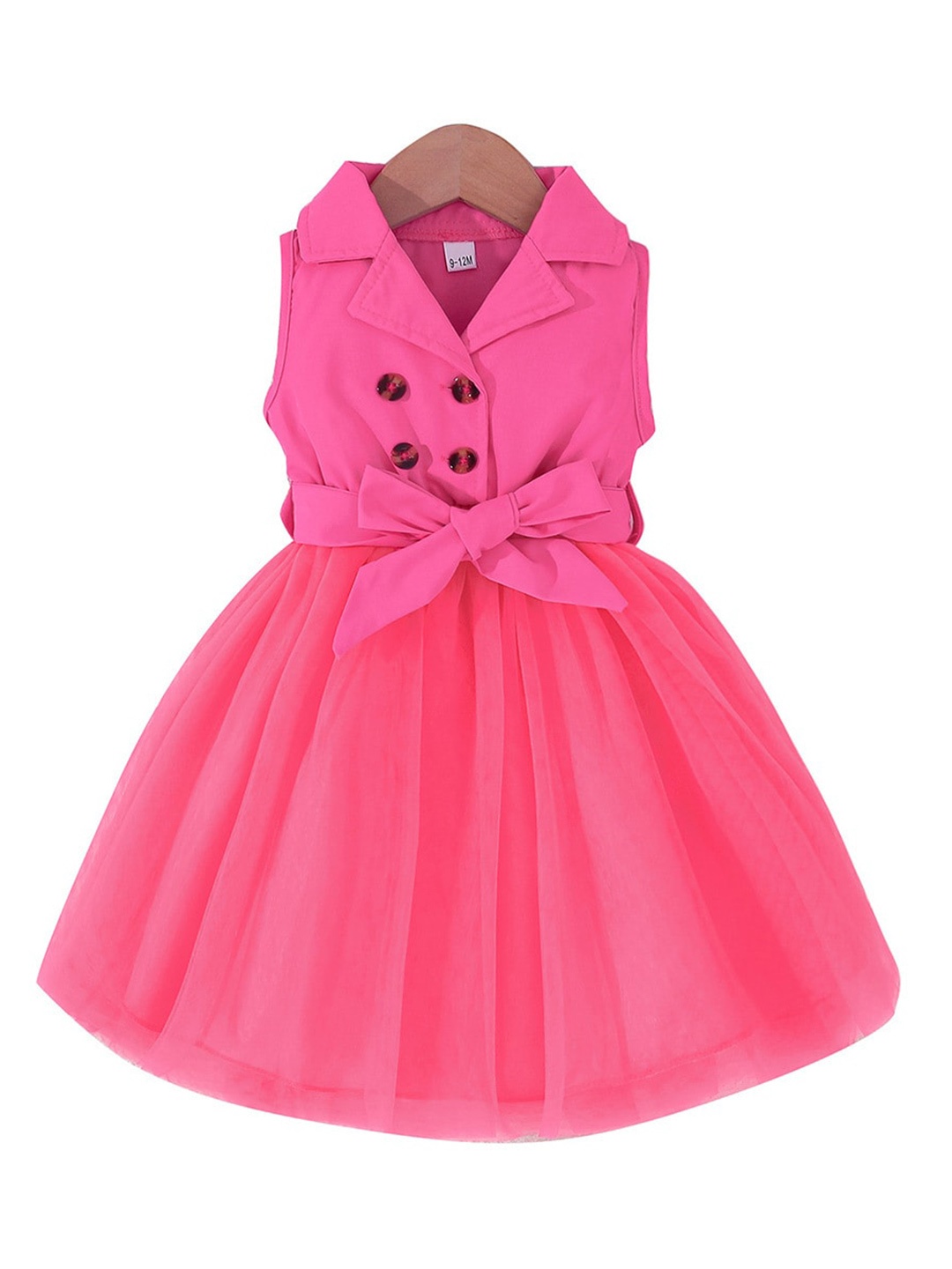 

StyleCast Fuchsia Girls Shirt Collar Sleeveless Bow Detail Fit & Flare Dress
