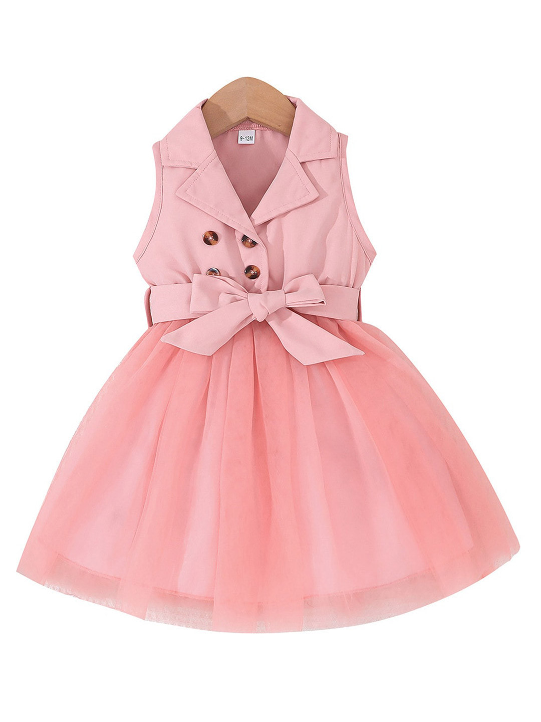

StyleCast Pink Girls Shirt Collar Sleeveless Bow Detail Fit & Flare Dress