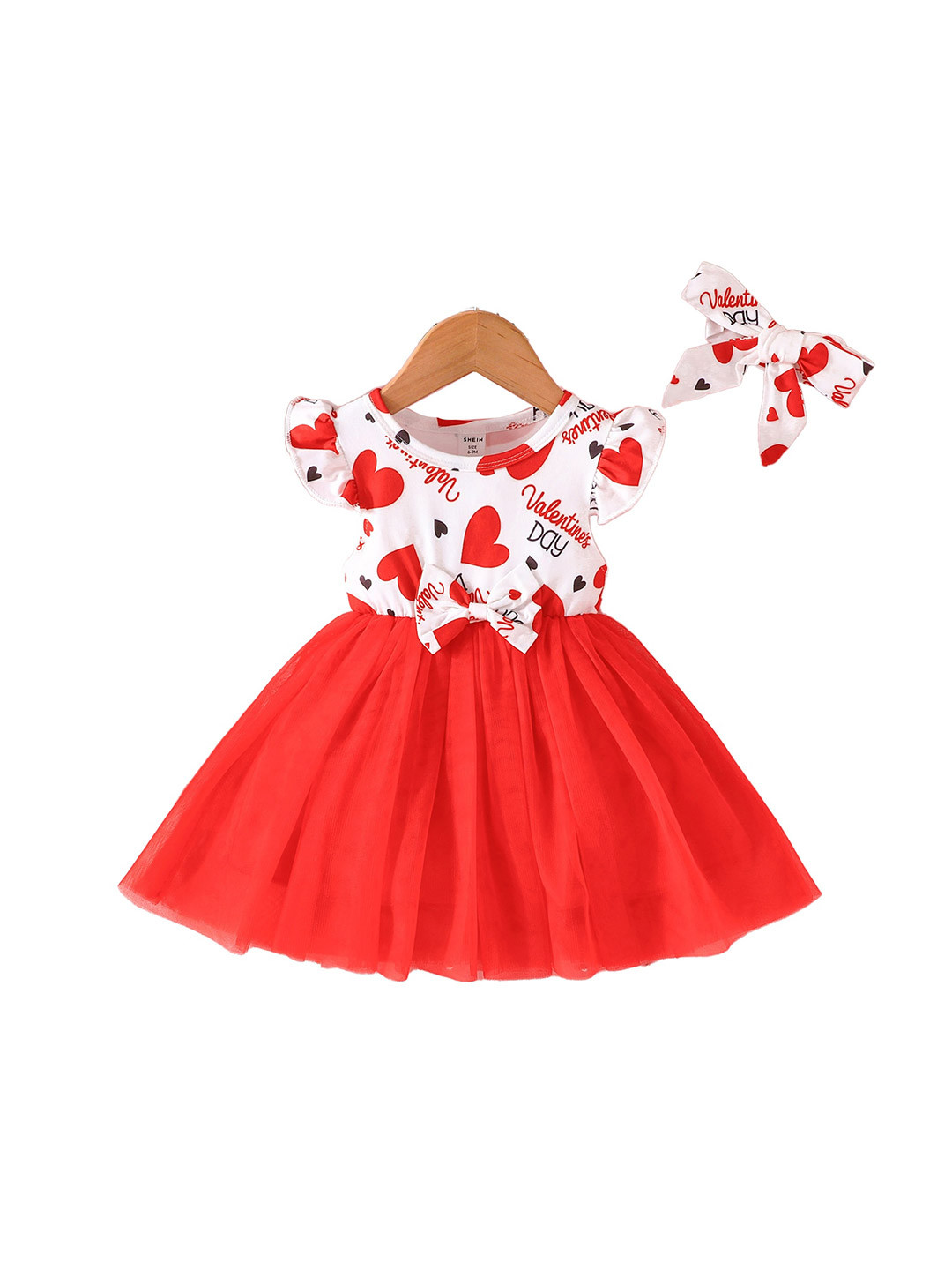 

StyleCast Red Girls Conversational Printed Cap Sleeves Bow Fit & Flare Dress With Hairband