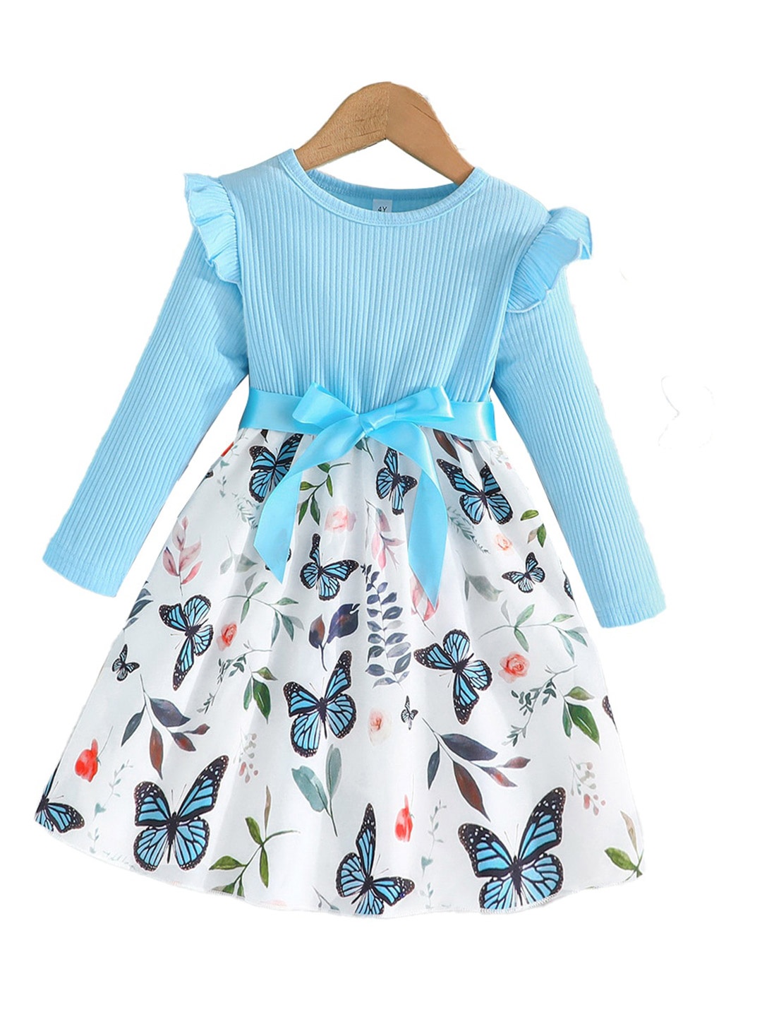 

StyleCast Girls Floral Printed Ruffles Fit & Flare Dress, Blue