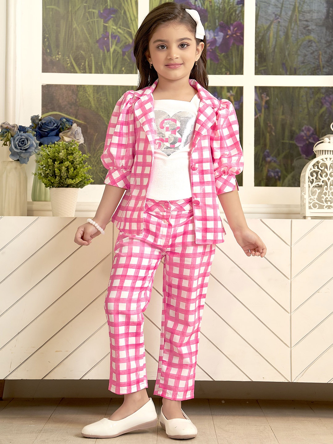 

BAESD Checked Shirt With Trousers, Pink