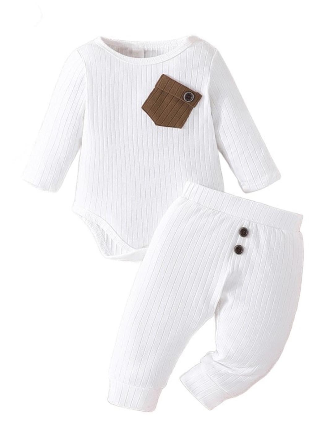 

StyleCast Infants White Ribbed Pure Cotton Leotard With Trousers