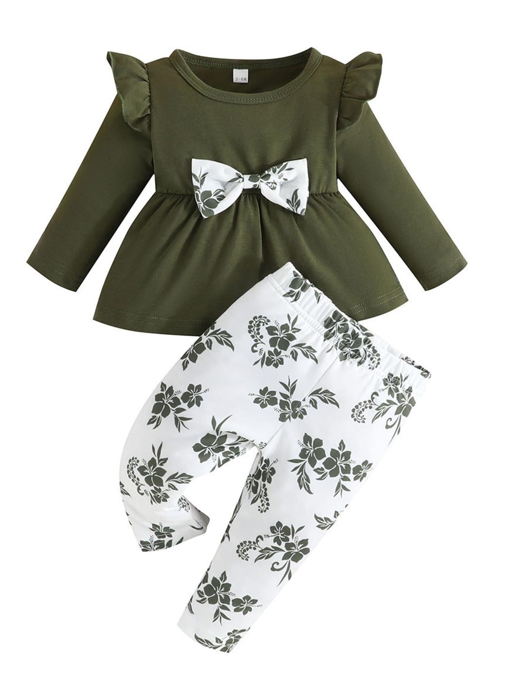 

StyleCast Infants Green & White Floral Printed Pure Cotton Top With Trousers