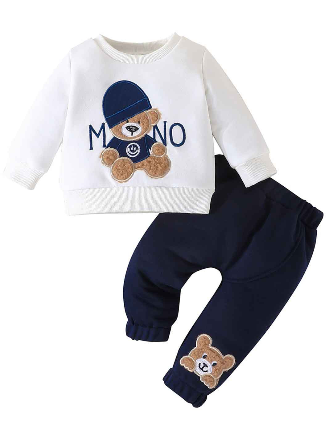 

StyleCast White & Black Kids Printed Round Neck T-shirt with Pyjamas