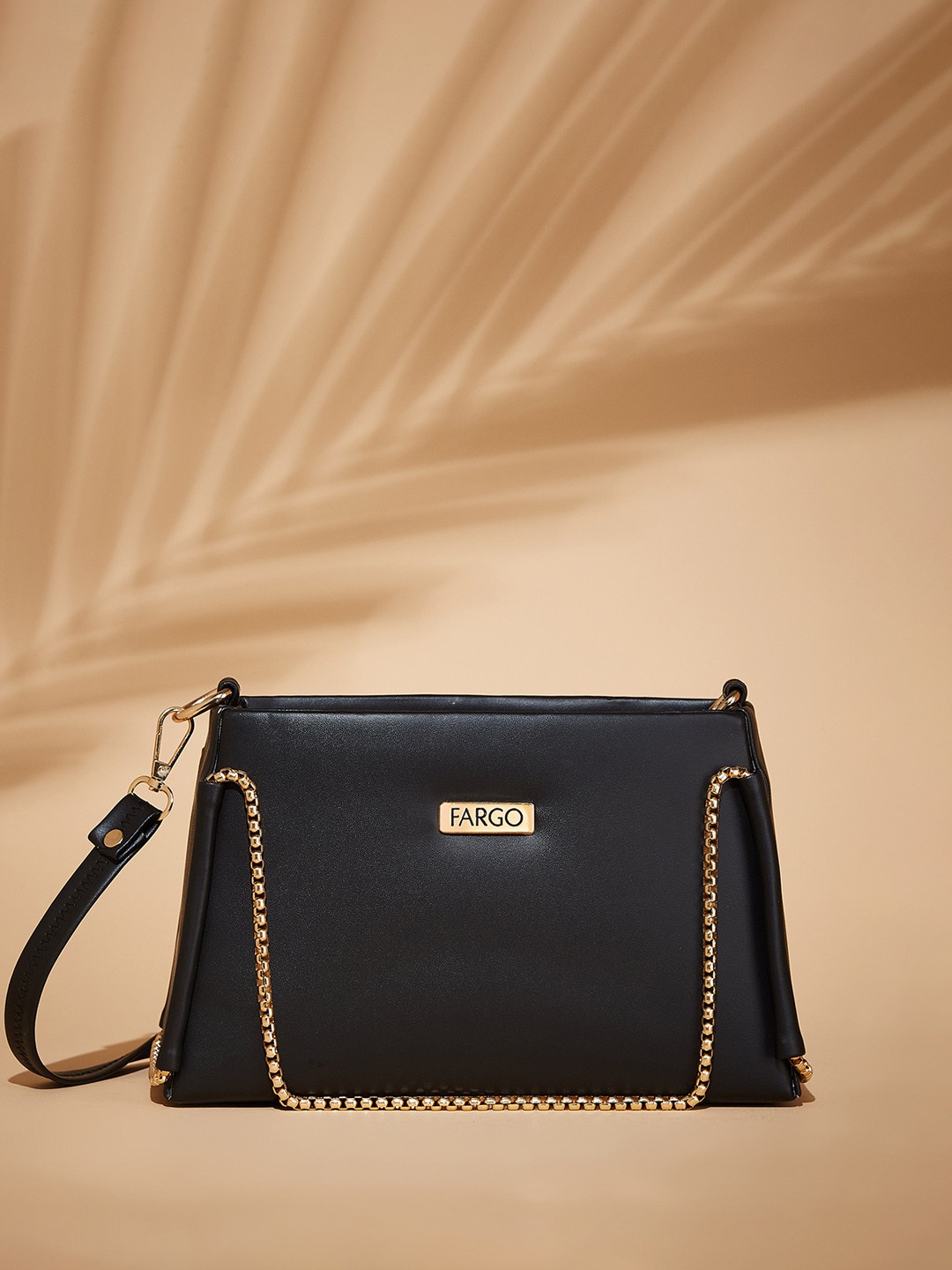 

FARGO PU Structured Shoulder Bag with Bow Detail, Black