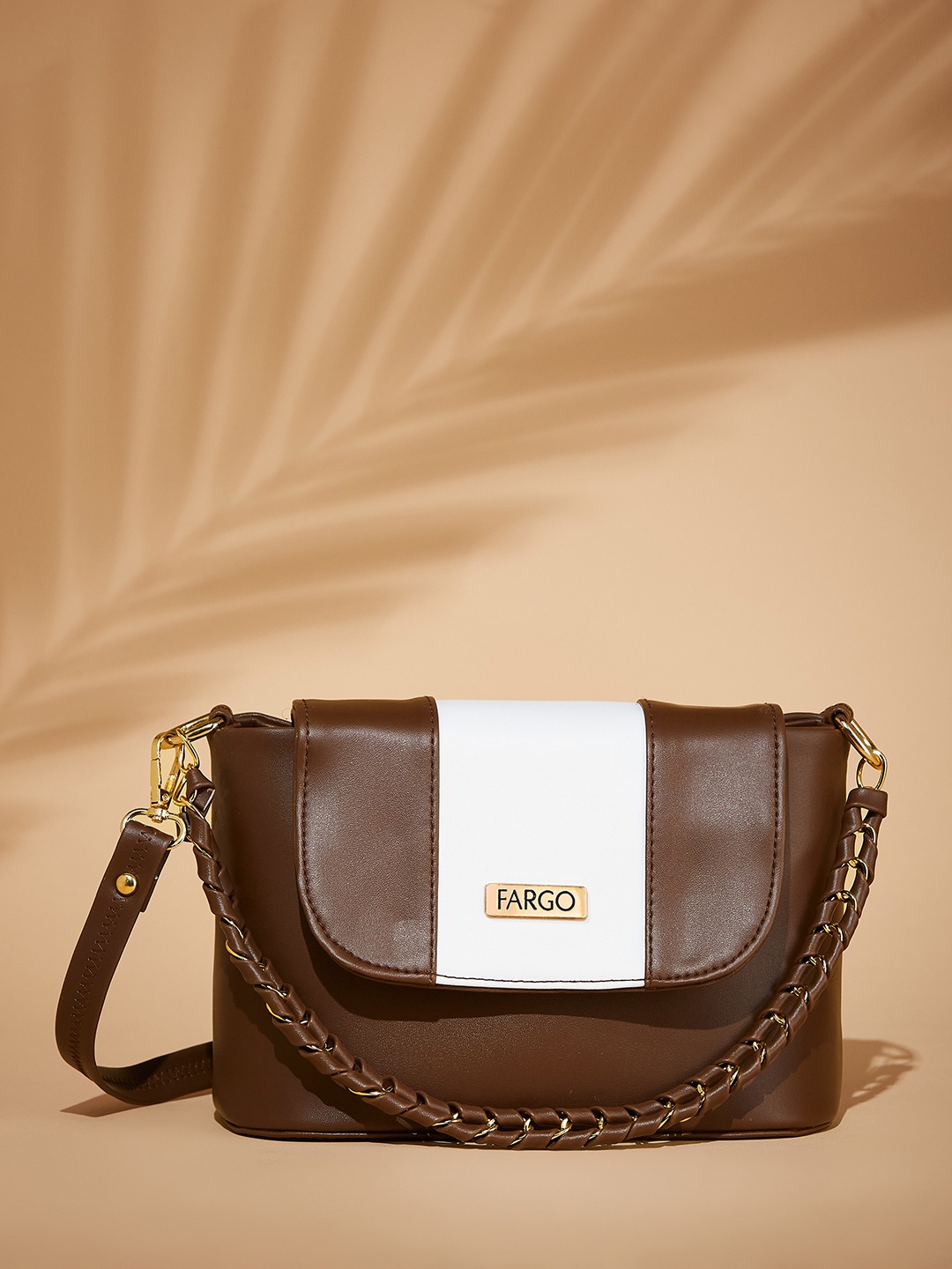 

FARGO Colourblocked Structured Sling Bag, Brown