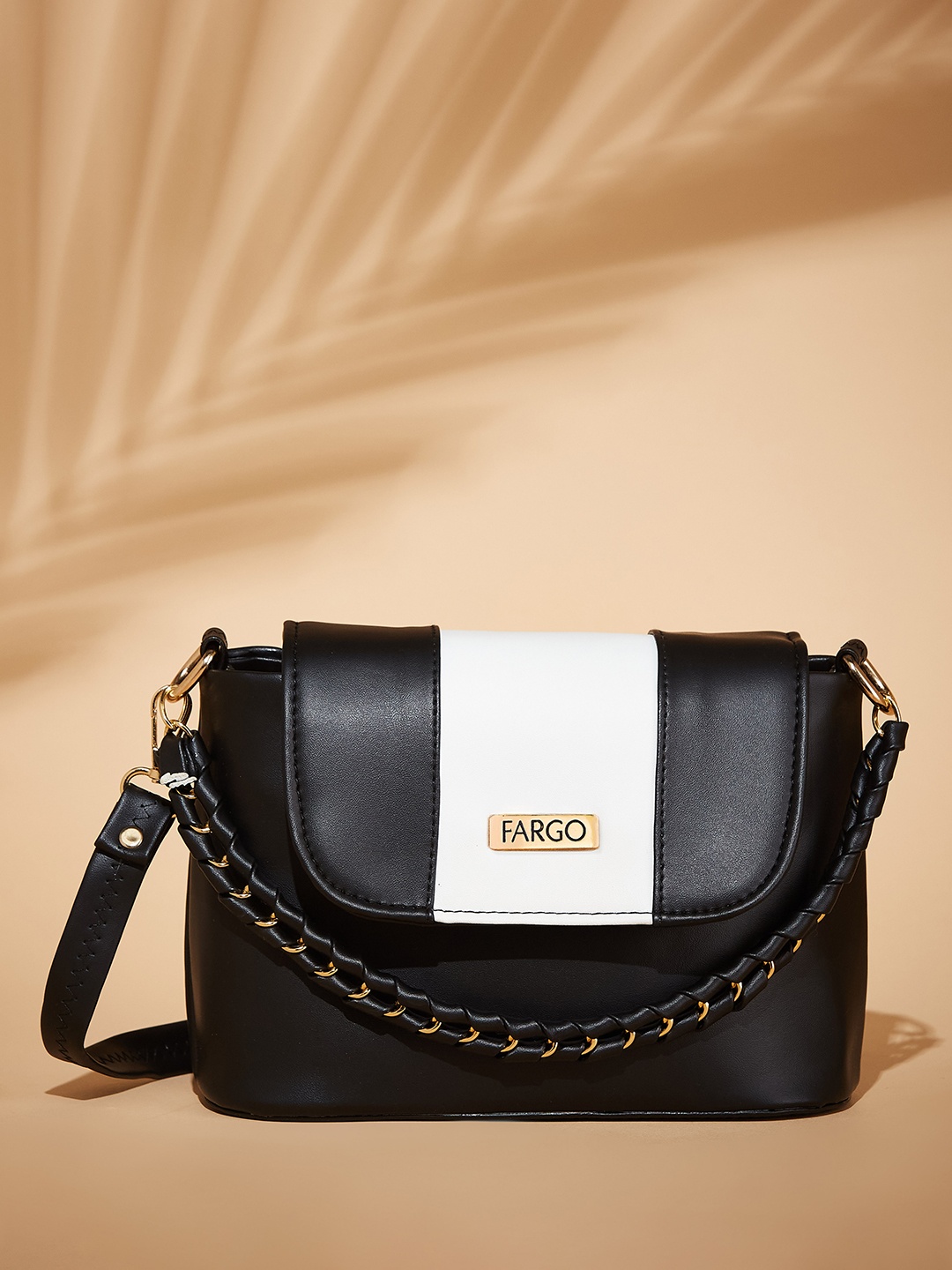 

FARGO Colourblocked Structured Handheld Bag, Black