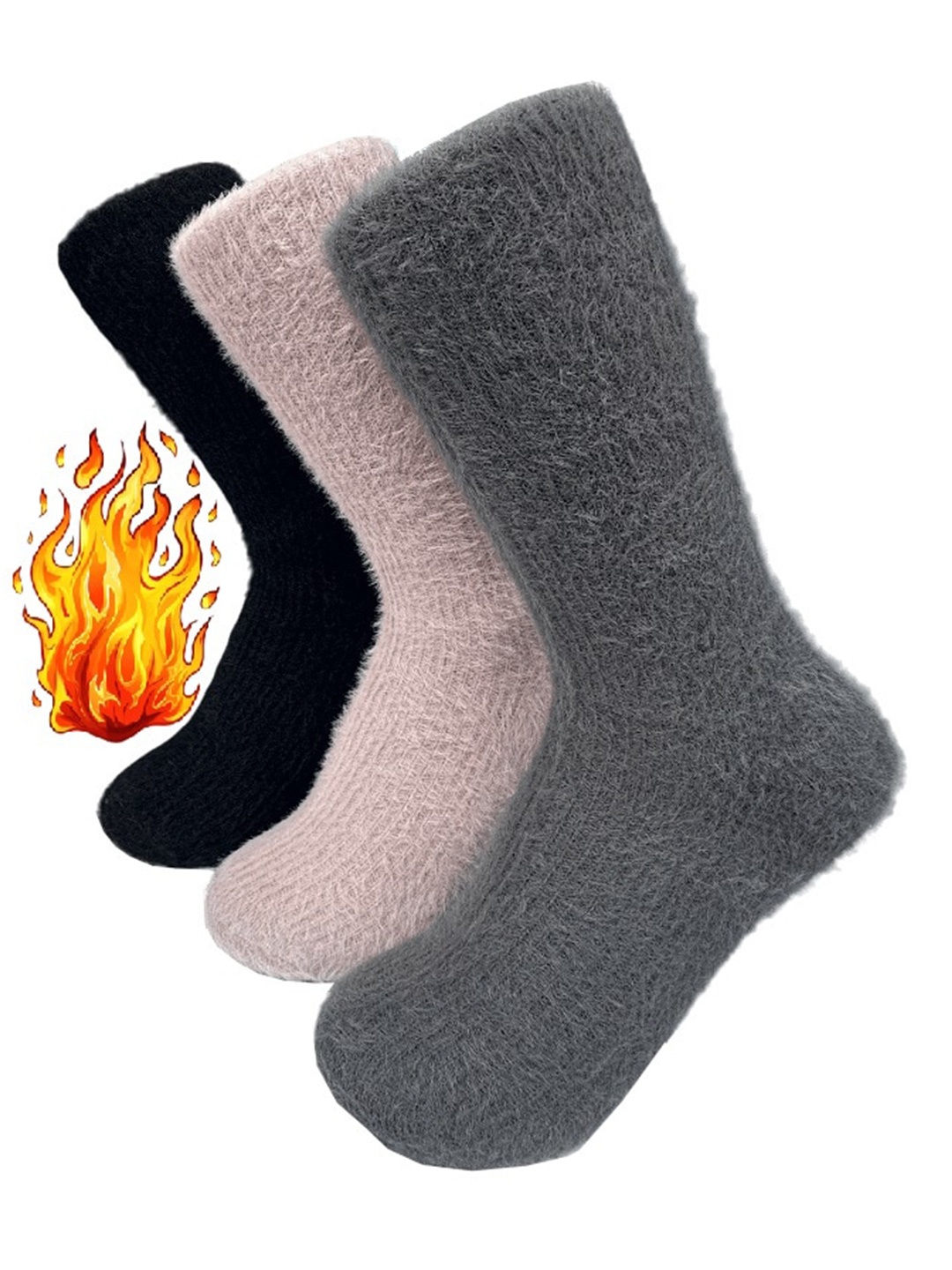 

Alexvyan Women Pack Of 3 Calf-Length Socks, Grey