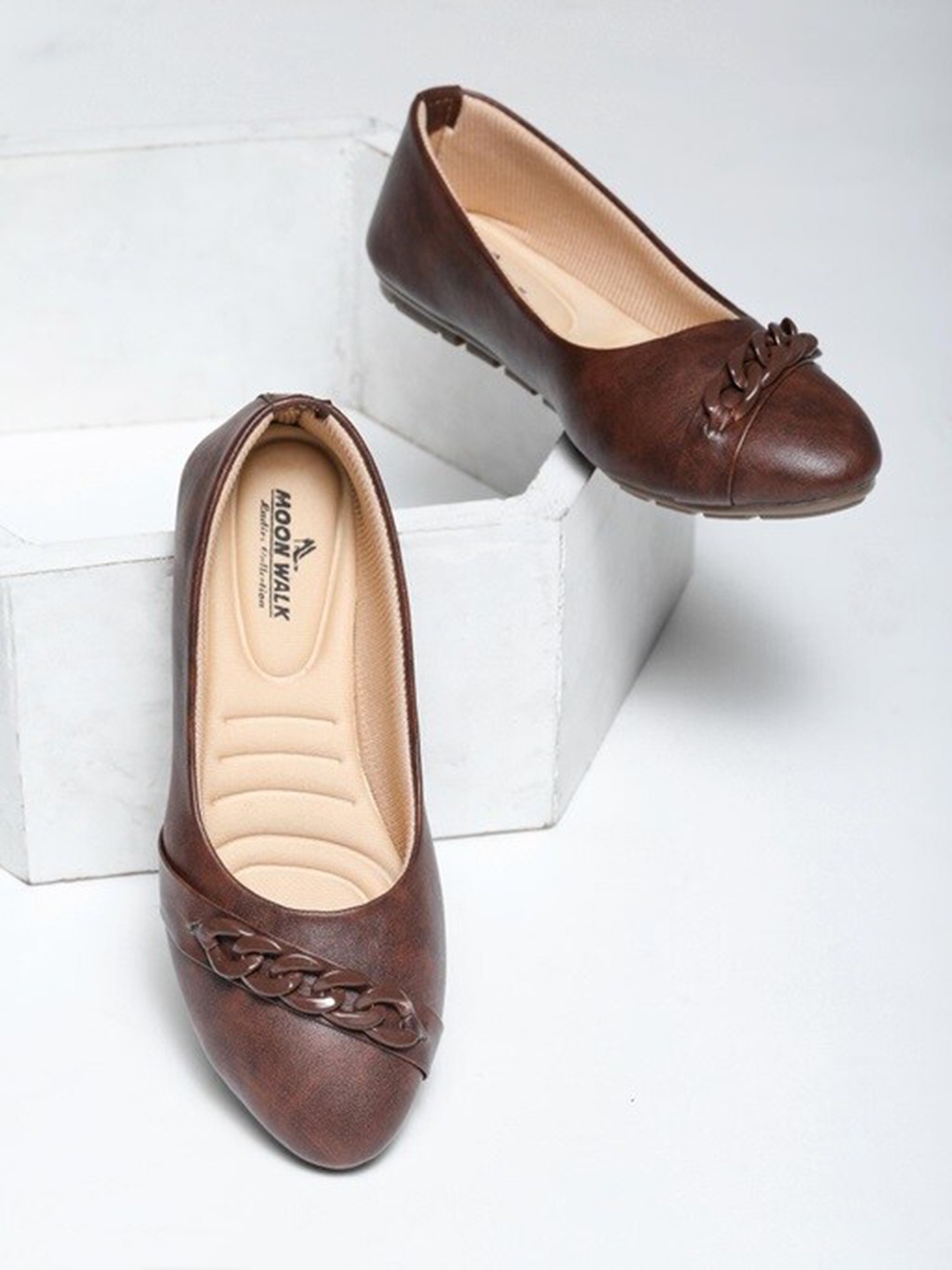 

Moonwalk Embellished Slip-On Ballerinas, Brown
