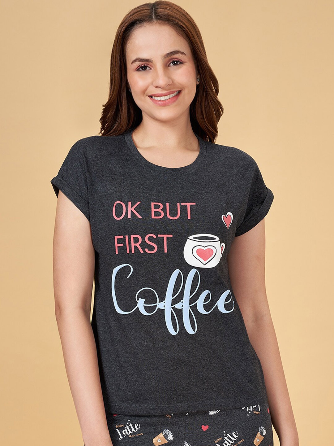 

Dreamz by Pantaloons Printed Short Sleeves Lounge T-shirt, Black