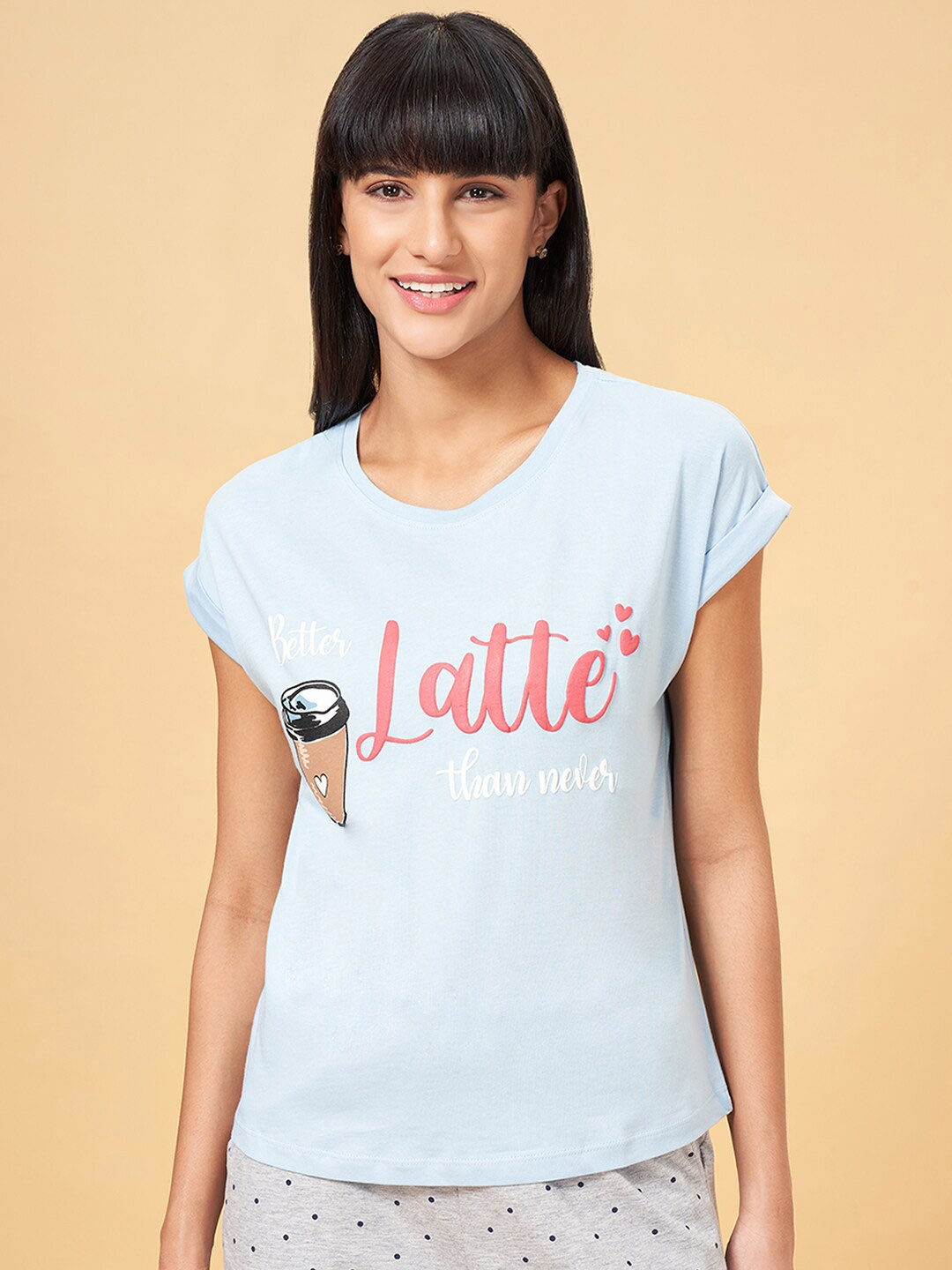 

Dreamz by Pantaloons Printed Pure Cotton Lounge T-Shirt, Blue