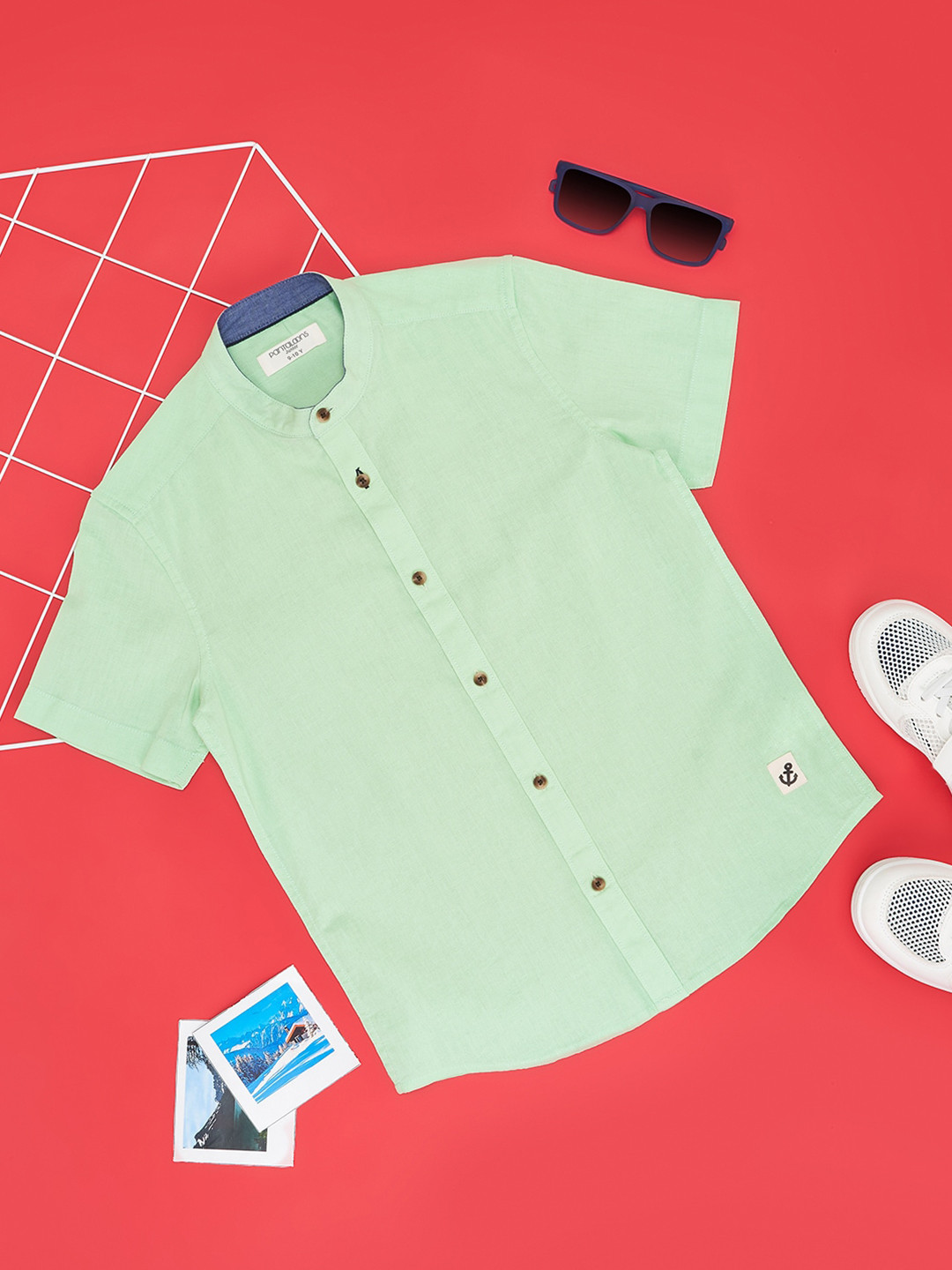 

Pantaloons Junior Boys Button-Down Collar Short Sleeves Cotton Casual Shirt, Green