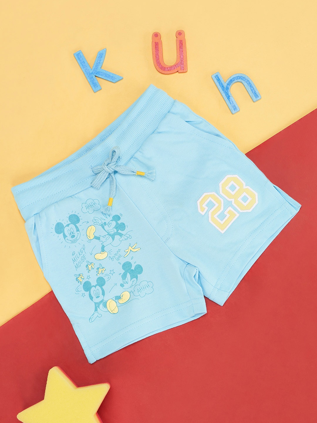 

Pantaloons Baby Boys Mickey Mouse Printed Pure Cotton Shorts, Blue