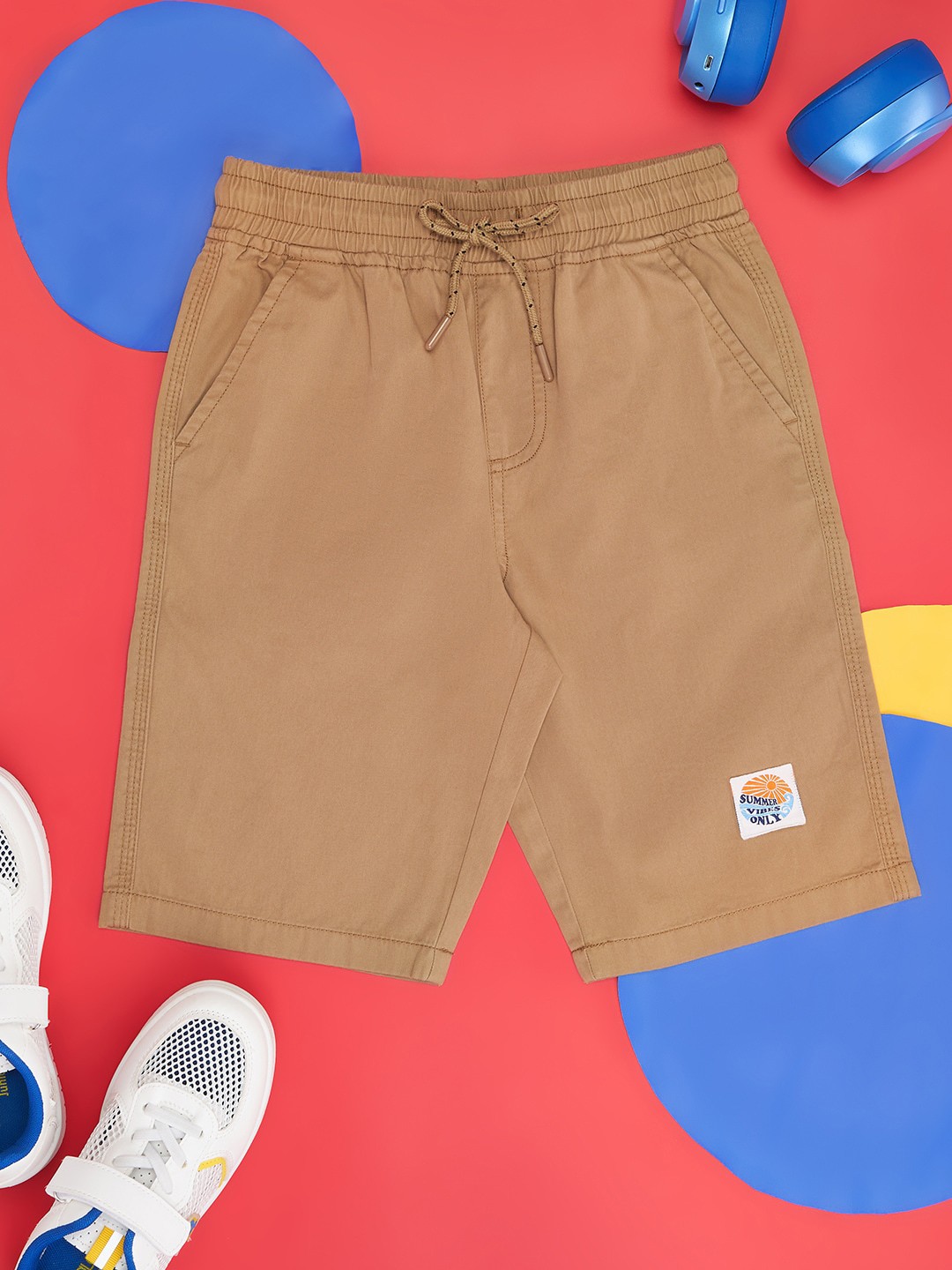 

Pantaloons Junior Boys Mid-Rise Pure Cotton Shorts, Brown
