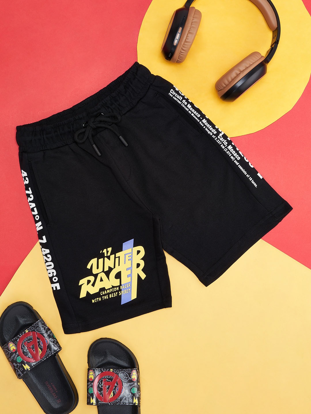 

Pantaloons Junior Boys Printed Shorts, Black