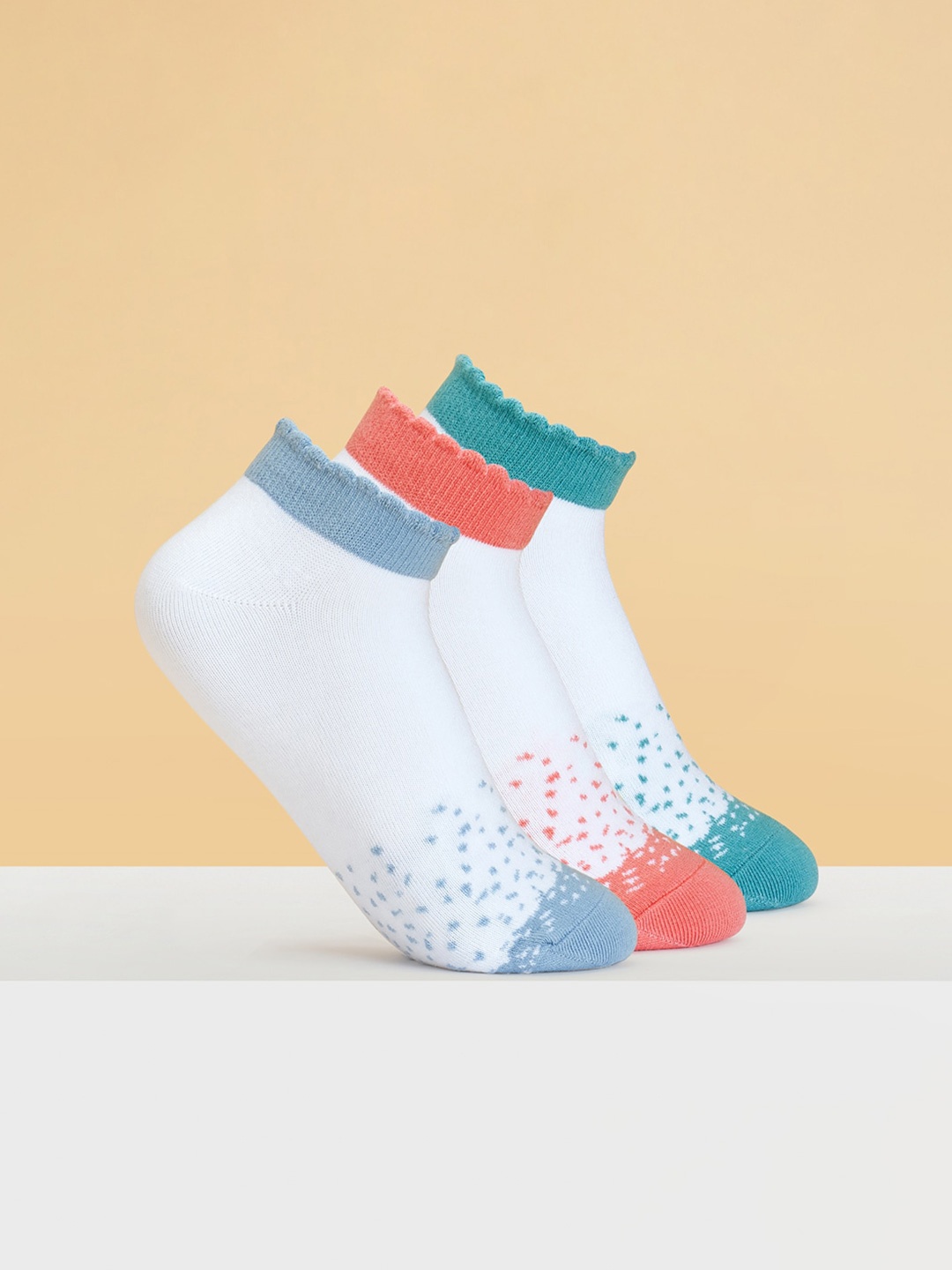 

Honey by Pantaloons Women Pack Of 3 Patterned Ankle Length Socks, White