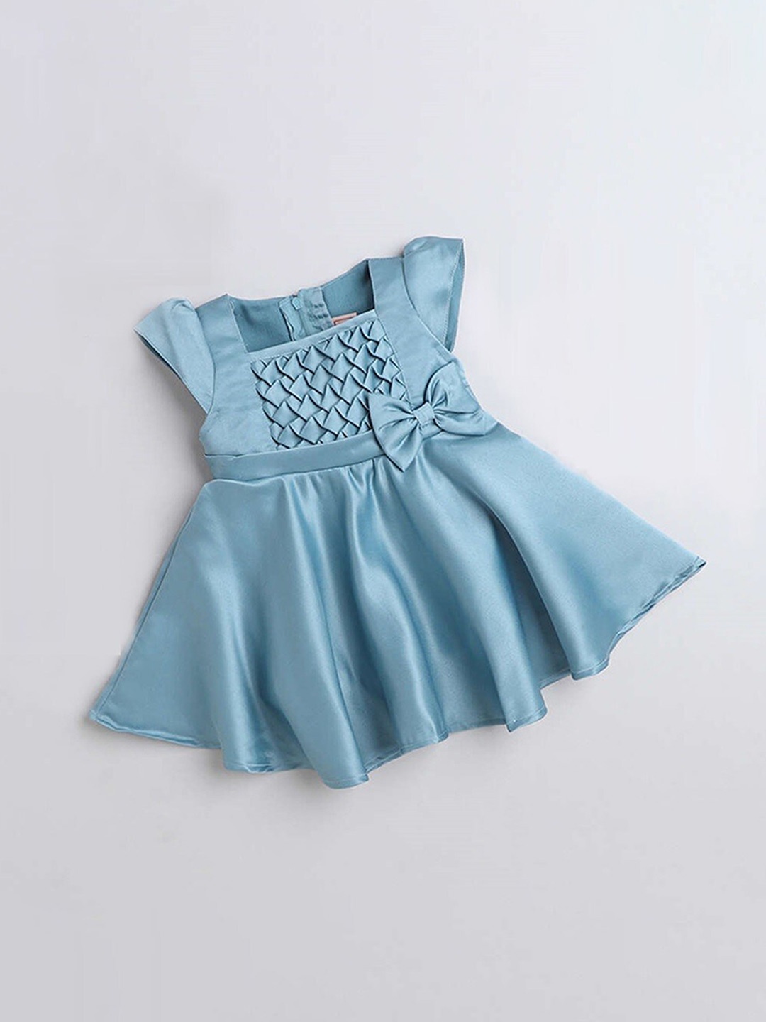 

The Magic Wand Girls Flutter Sleeve Square Neck Fit & Flare Dress, Blue