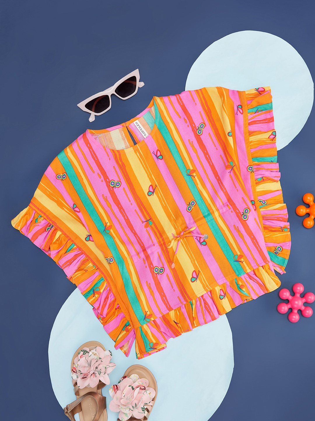 

Pantaloons Junior Girls Striped Kaftan Top, Orange