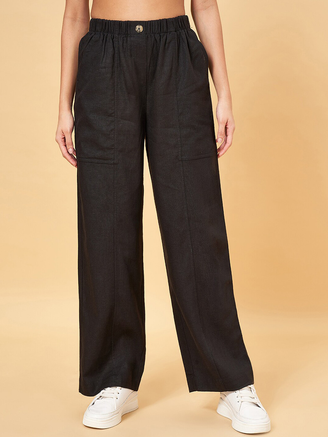 

Honey by Pantaloons Women Flared Trousers, Black