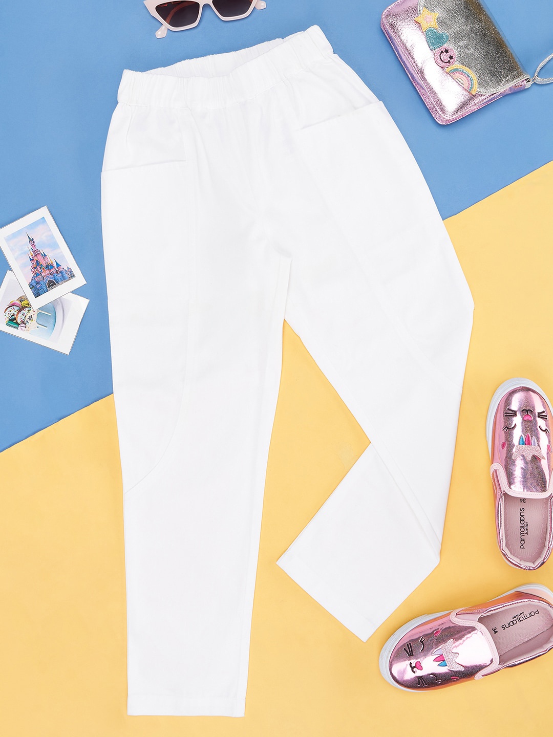 

Pantaloons Junior Girls Cotton joggers Trousers, Off white