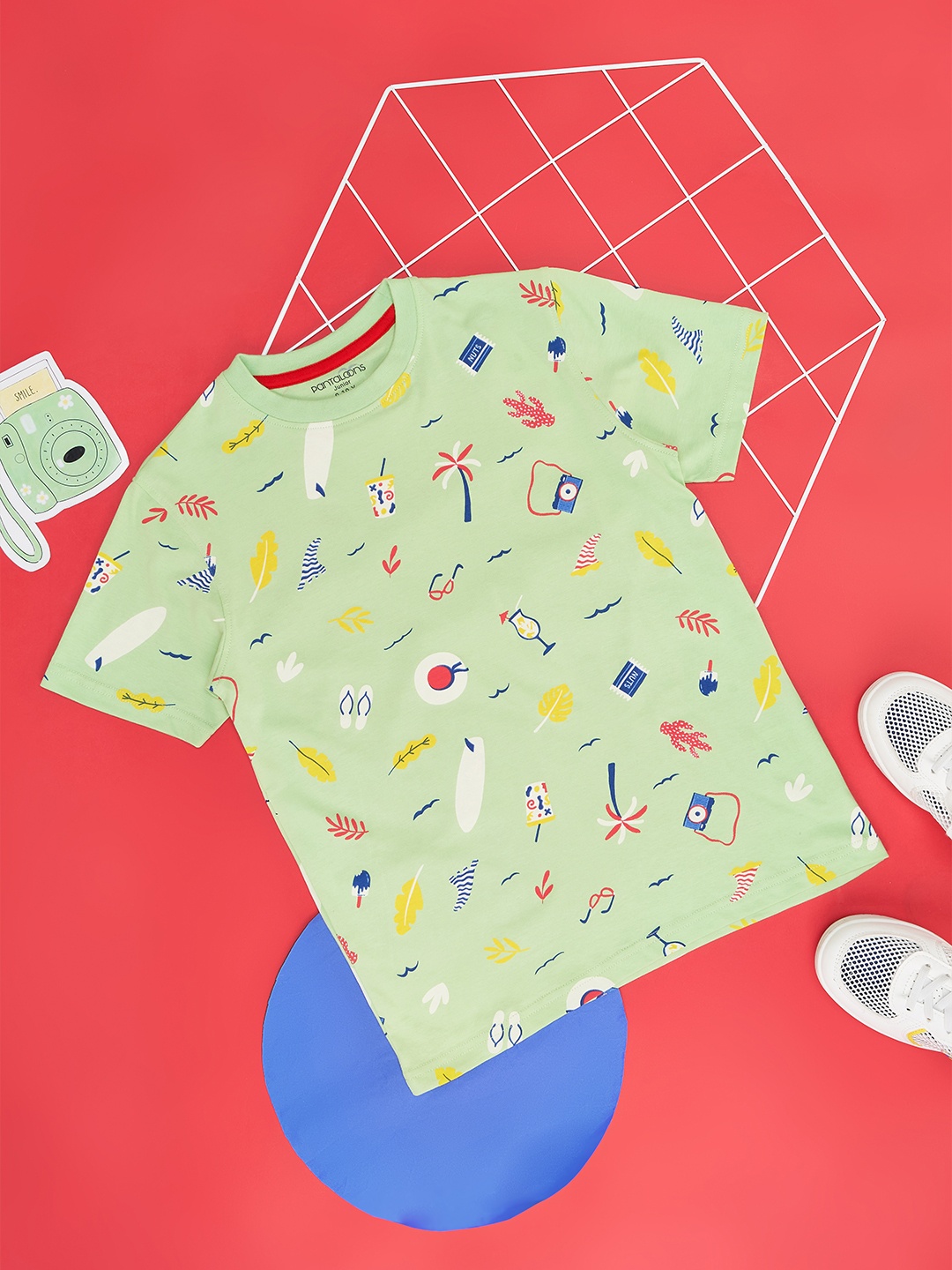 

Pantaloons Junior Boys Printed Round Neck Cotton T-shirt, Olive