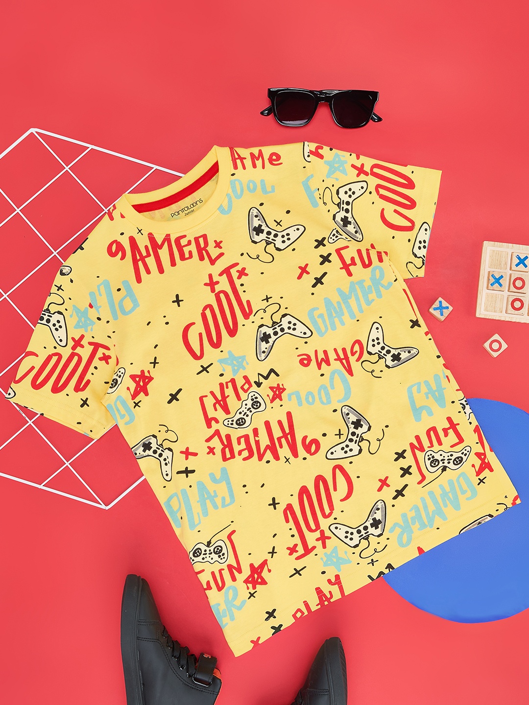 

Pantaloons Junior Boys Typography Printed Round Neck Cotton T-shirt, Yellow