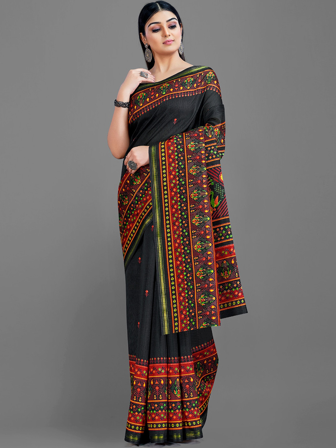 

KALINI Ethnic Motifs Printed Saree, Black