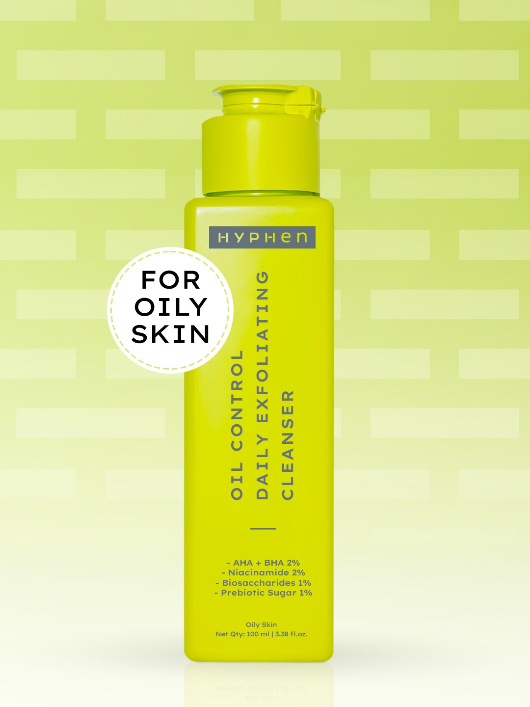 

Hyphen Oil-Control Daily Exfoliating Cleanser - Oily Skin - AHA, BHA & Niacinamide - 100ml, Yellow