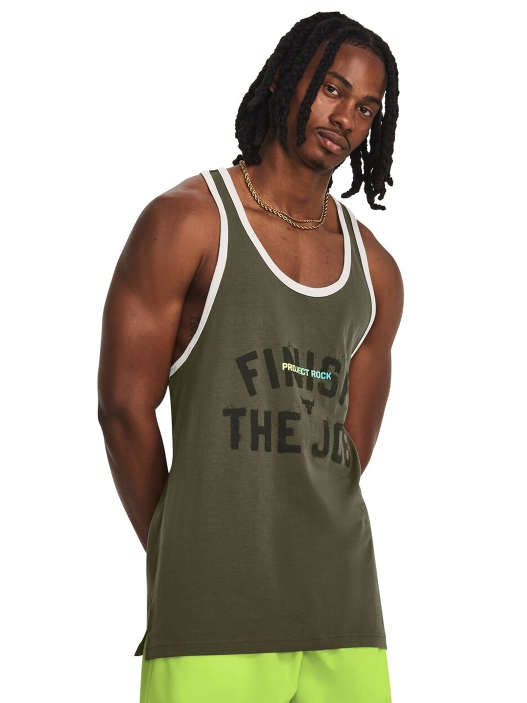 

UNDER ARMOUR UA Project Rock Round Neck Relaxed-Fit T-Shirt, Green