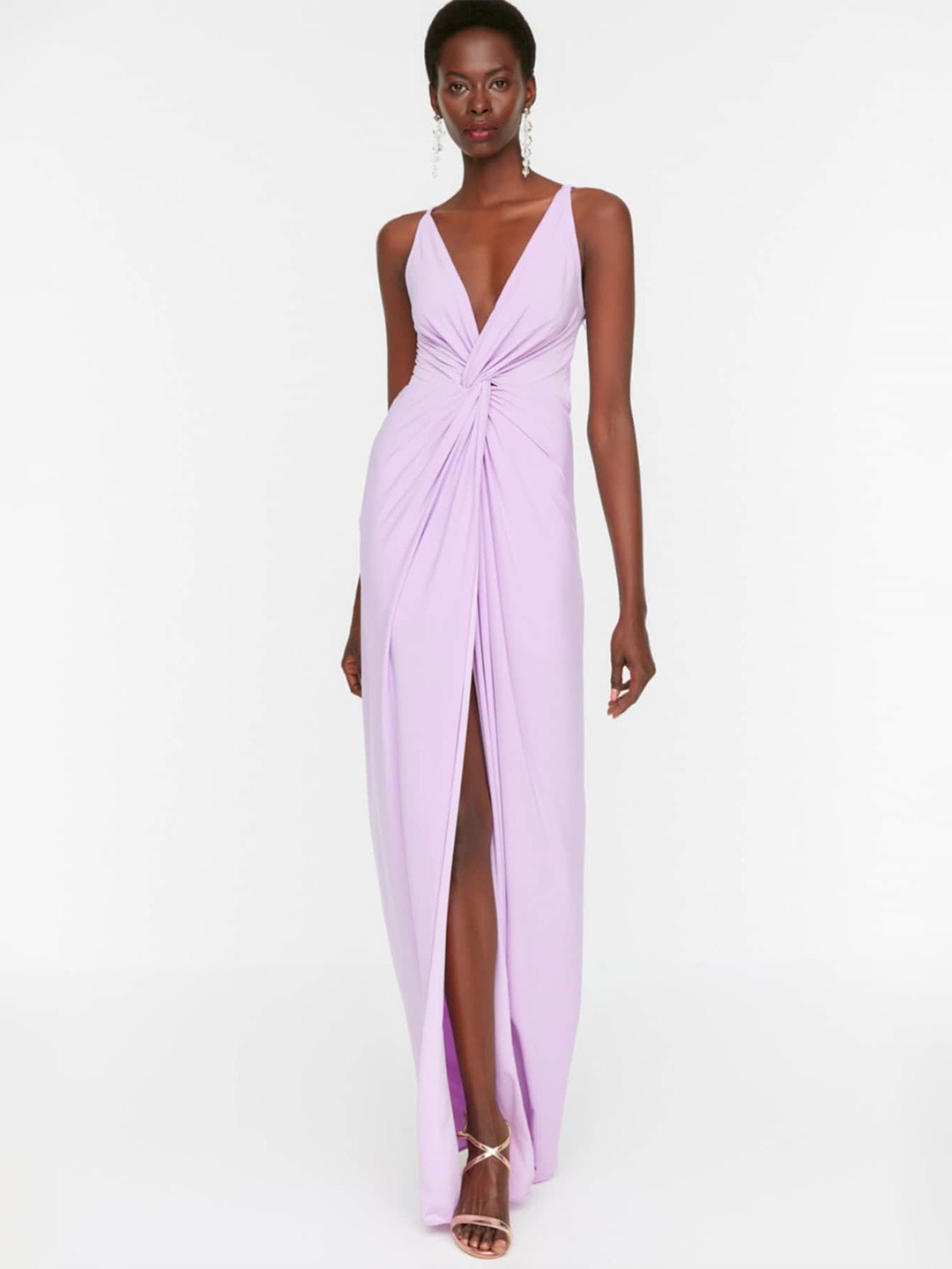 

Trendyol V Neck Shoulder Straps Maxi Dress, Na