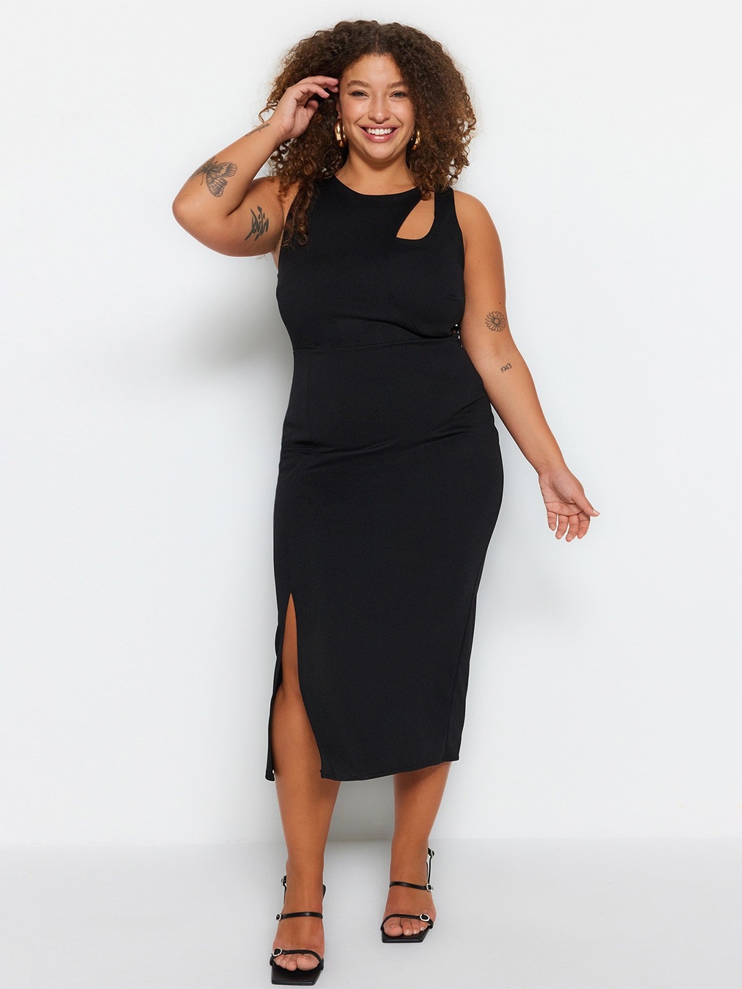 

Trendyol Plus Size Sheath Midi Dress, Black